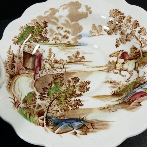 Ridgway Potteries Catching Mail Tea Cup & Saucer set Staffordshire England - Picture 7 of 10